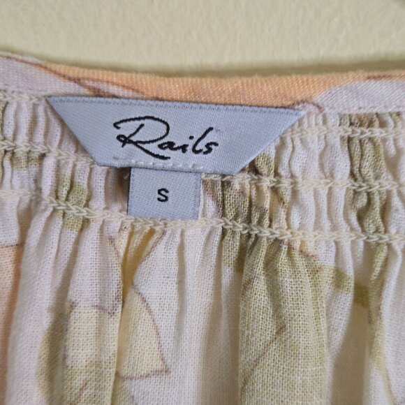 Rails Mariah Top Citrus Floral Linen Blend 3/4 Balloon Sleeve Size S - Picture 11 of 13